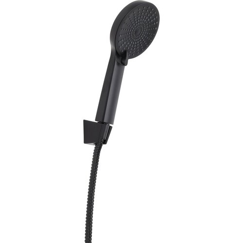 Elegant  zuhanyszett fekete, zuhanyrózsa átmérő 11cm, 3 funkció, tömlő és tartó, ABS