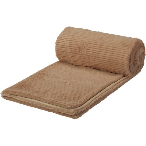 Črtasta odeja, svetlo rjava, 150 x 120 cm