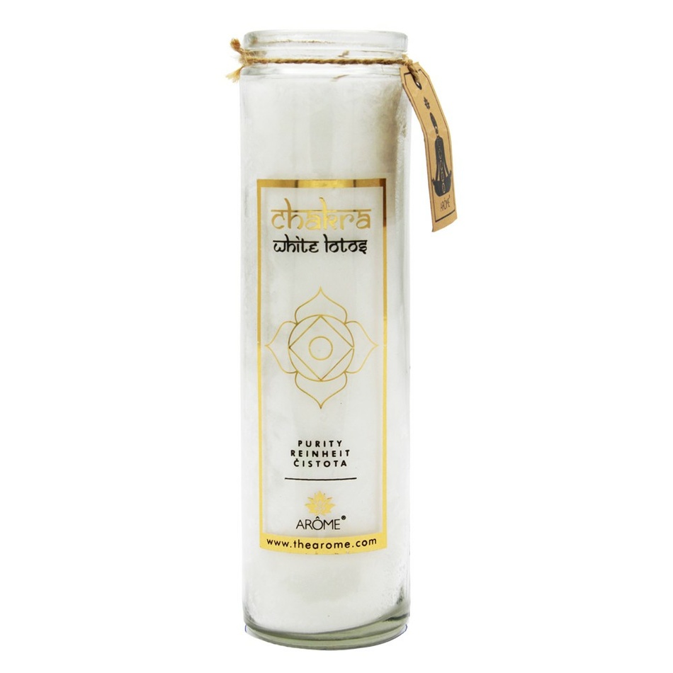 Arome Vysoká vonná svieca Chakra Čistota, vôňa čerstvý ľan, 320 g