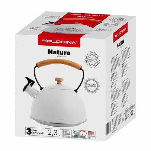 Florina Natura Line Rozsdamentes acél vízforraló  kanna 2,3 l, fehér