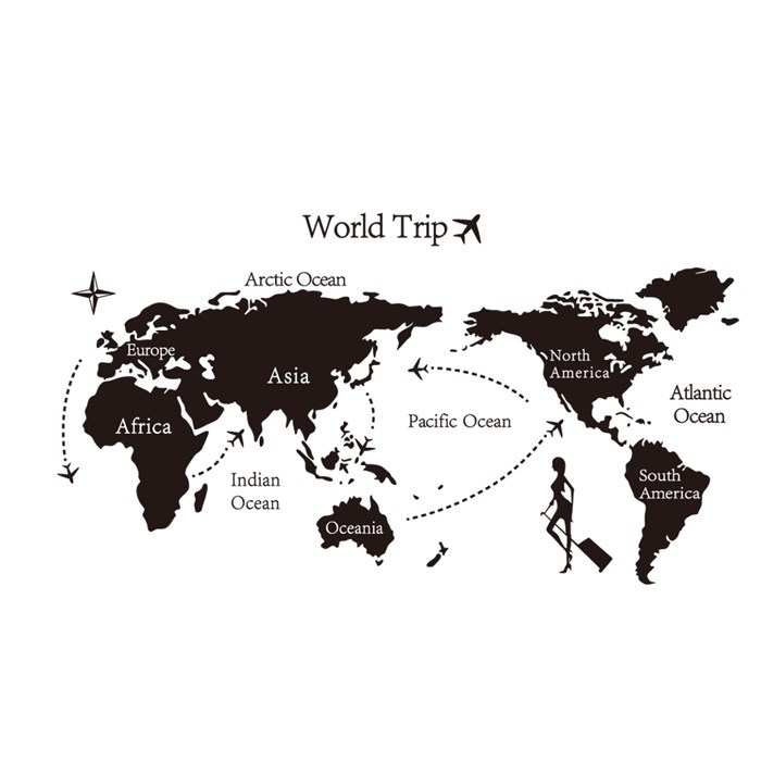 Samolepiaca dekorácia World trip mapa sveta