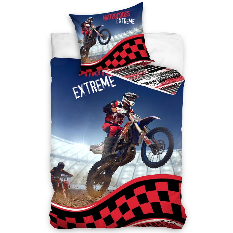 TipTrade Bavlnené obliečky Motocross Extreme, 140 x 200 cm, 70 x 90 cm