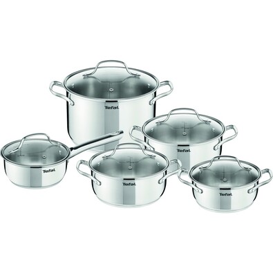 Tefal Uno 10częściowy zestaw garnków srebrny