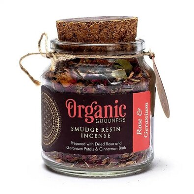 Organiczne kadzidło w szklanym słoiczku, róża igeranium