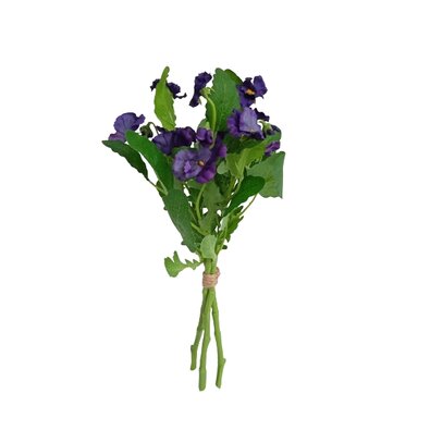 Buchet artificial de panseluțe mov închis, 37 cm