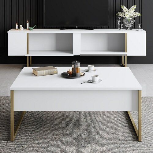 Televízny stolík Luxe White and Gold