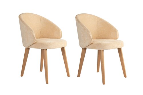 Esszimmerstuhl-Set Bentley Beige and Light Oak, 2 Stück