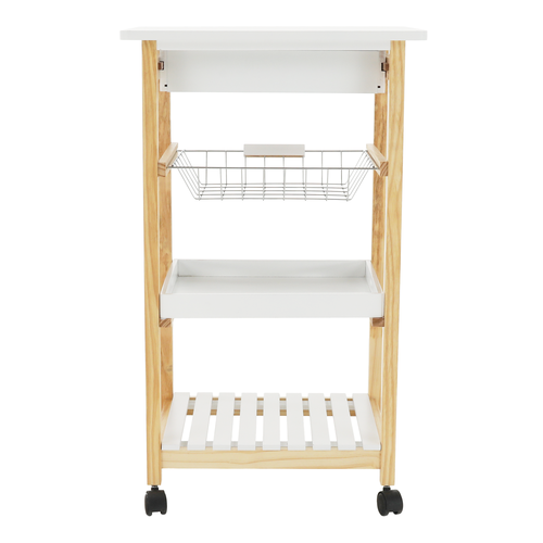 Servírski voziček na kolesih Rapid, bel