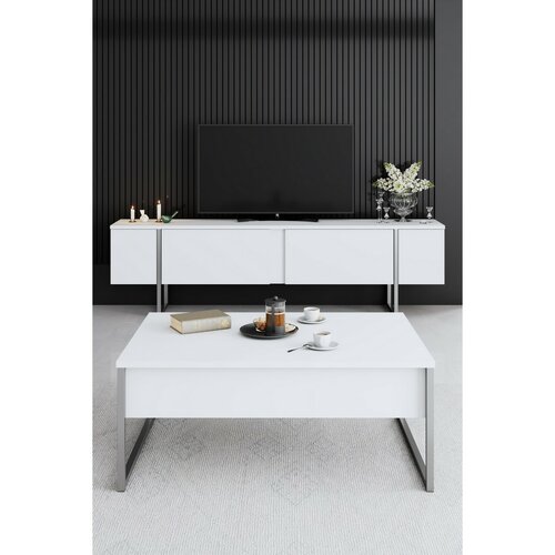 Măsuță TV Luxe White and Silver
