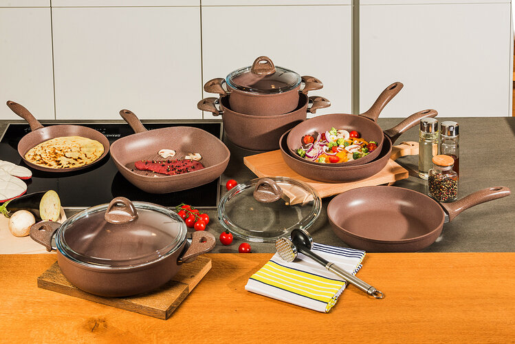 4Home 7-teiliges Geschirr-Set Granite Brown