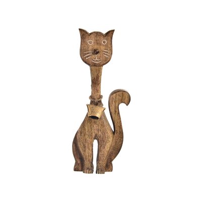 InDecor Mangófából készült macska csengővel, 19 x4 x 49 cm