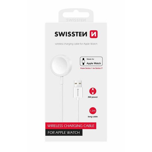 SWISSTEN Magnetický nabíjecí kabel pro AppleWatch USB, 1,2 m, bílá