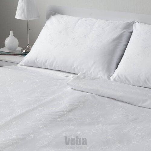 Lenjerie de pat VEBA Damasc Bohema Flori mari alb , 140 x 200 cm, 70 x 90 cm