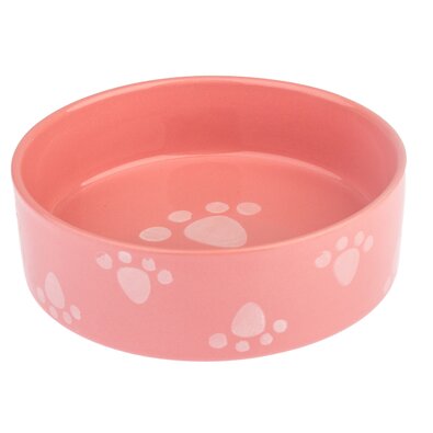 Bol ceramic pentru câine Paw roz, 15 x 5 cm