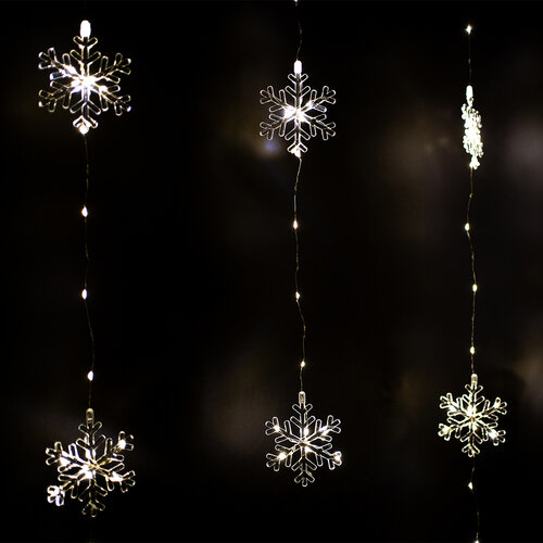 Kültéri fényfüggöny Snowflakes, 120x120 cm, LED, meleg fehér, időzítő, 8 funkció