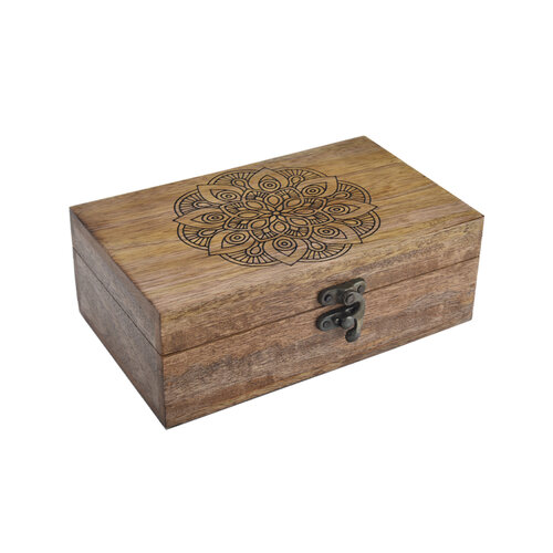 InDecor Box z mangového dřeva Mandala, 23 x 15 x 8,5 cm