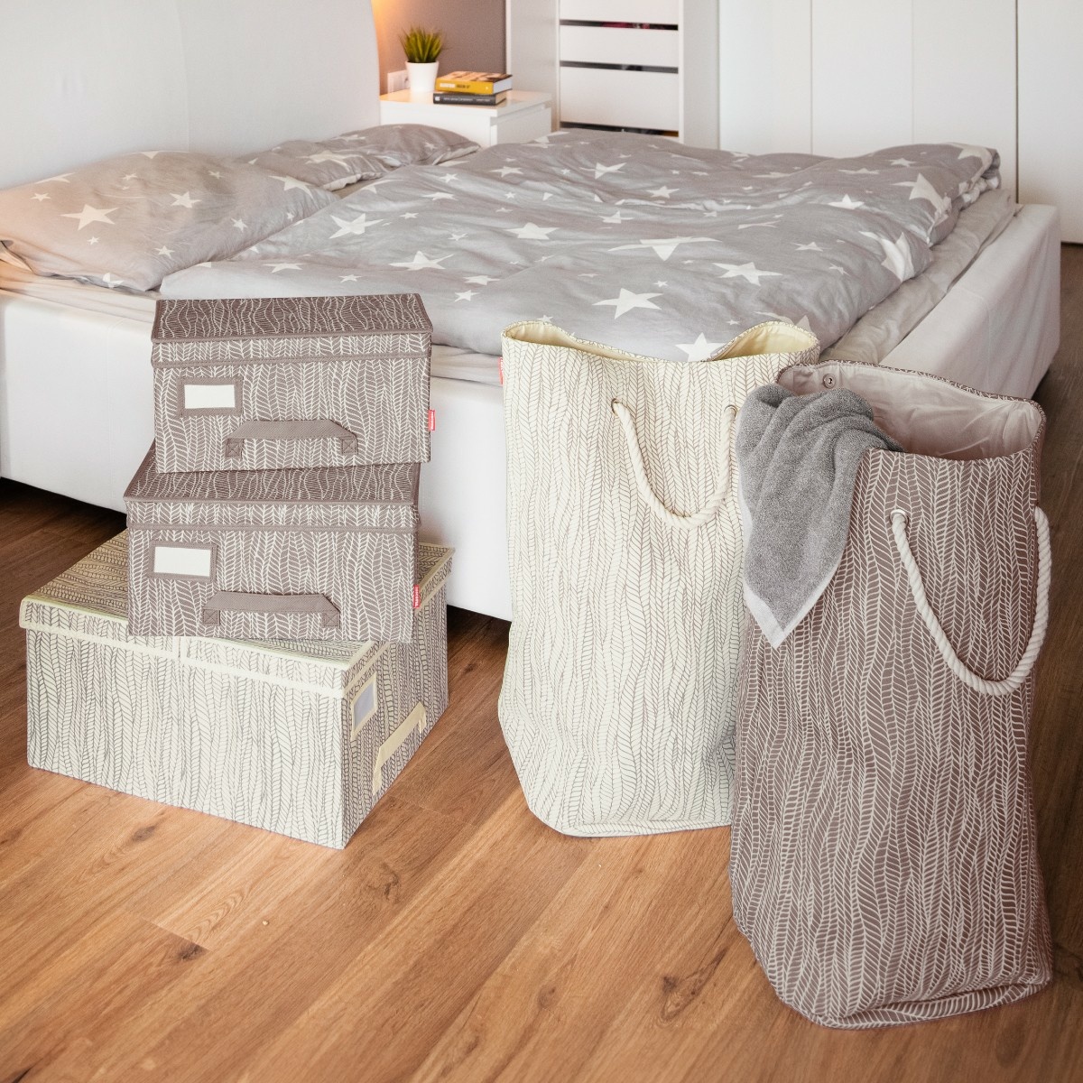 Krabice na oděvy FANCY HOME 40 x 35 x 20 cm, cappuccino - thumb (2)