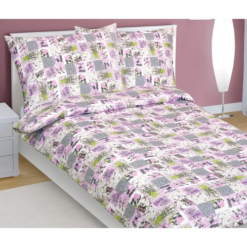 Bellatex Бавовняна постільна білизна Печворк  бузковий, 140 x 220 см, 70 x 90 см