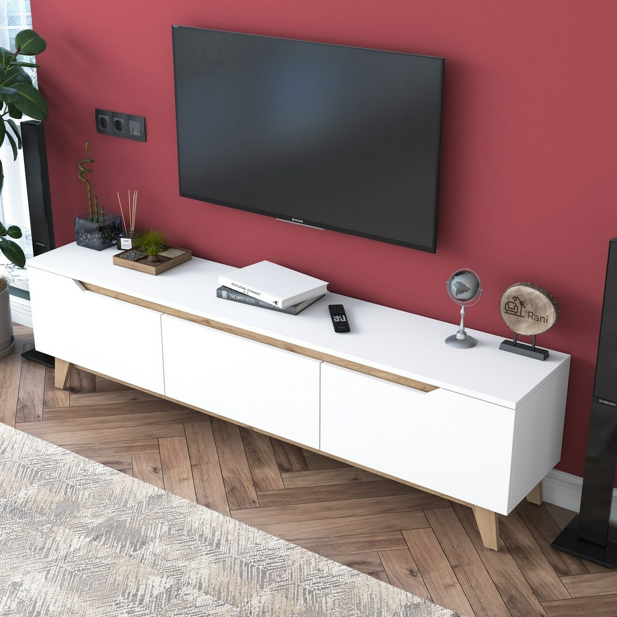 Televízny stolík Dite White and Walnut
