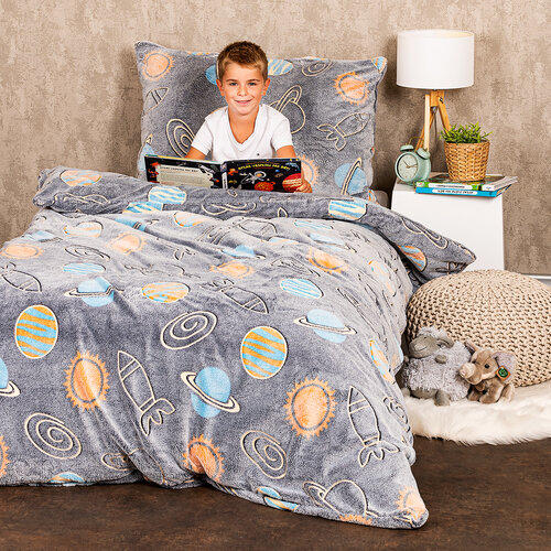 4Home Leuchtende Bettwäsche Mikroflanell Planetarium, 140 x 200 cm, 70 x 90 cm