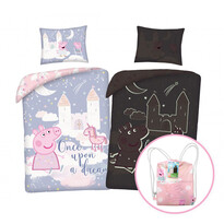 Lenjerie de pat din bumbac pentru copii Peppa Pig , efect luminos, 140x200, 70x90 cm + cadou gratuit