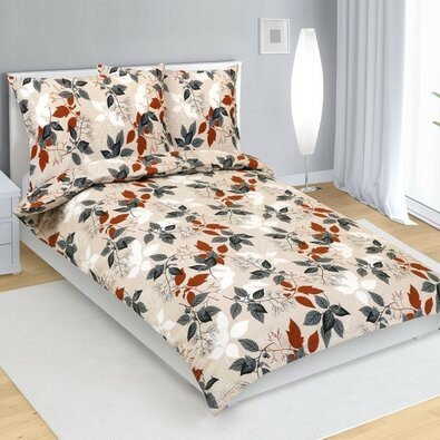 Bellatex Крепова постільна білизна Осіннє листя, 140 x 200 см, 70 x 90 см