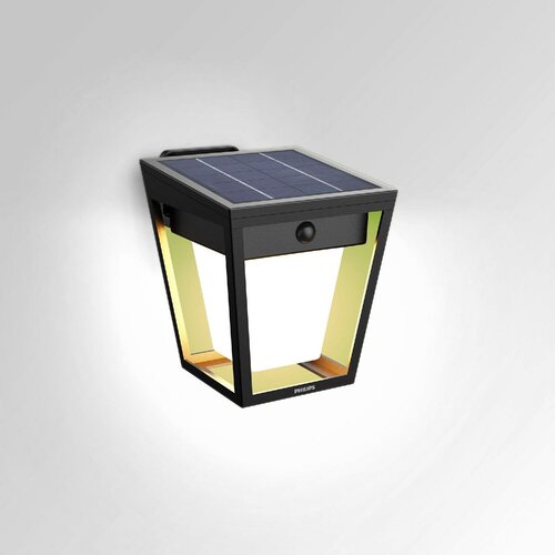 Philips Nissa UltraEfficient solarny kinkiet LED,czujnik, czarny, 1,8 W, 250/25 lm, 3000 K