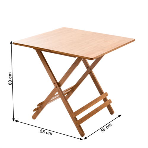 Skladací bambusový stôl Denice, 58 x 58 x 60 cm