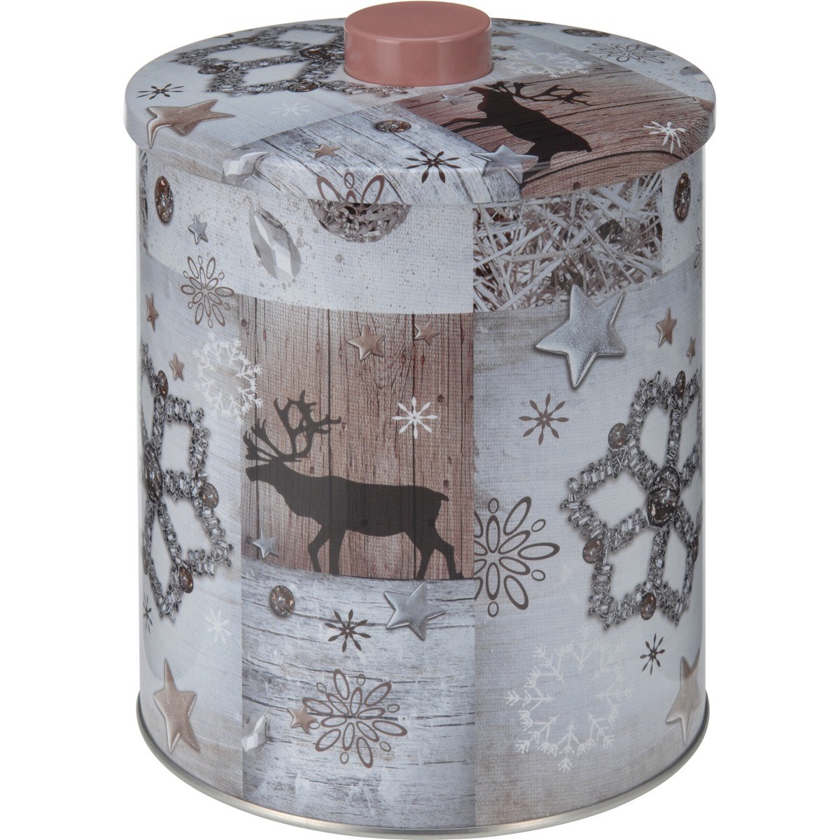 Okrúhla plechová dóza Wintertime pr. 14 cm,