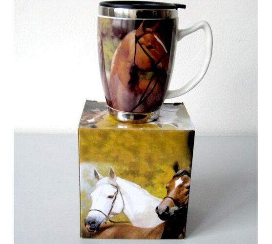 Porcelánový hrnček kôň v darčekovej krabičke, viacfarebná