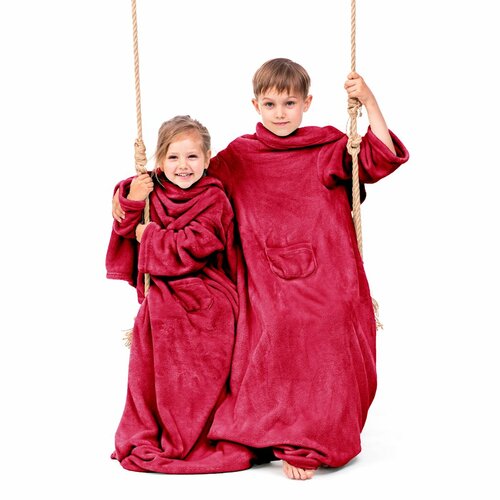Decoking odeja z rokavi Lazy Kids rdeča, 90 x 105cm