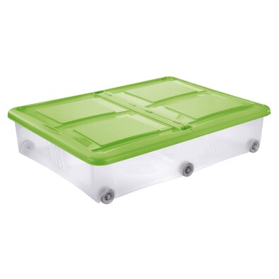 Tontarelli Cutie de depozitare cu capac Stockbox 61 l, transparentă/verde