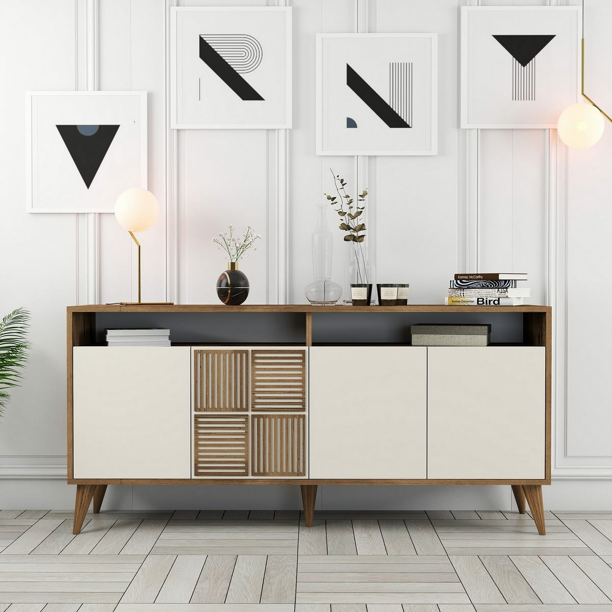 Skrinka Milan Walnut and Cream