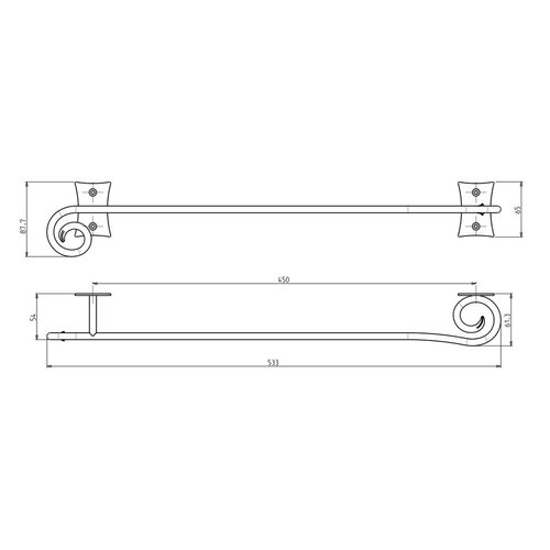 Suport pentru prosoape METAFORM CC420 Rebecca 45 x6,1 cm , negru