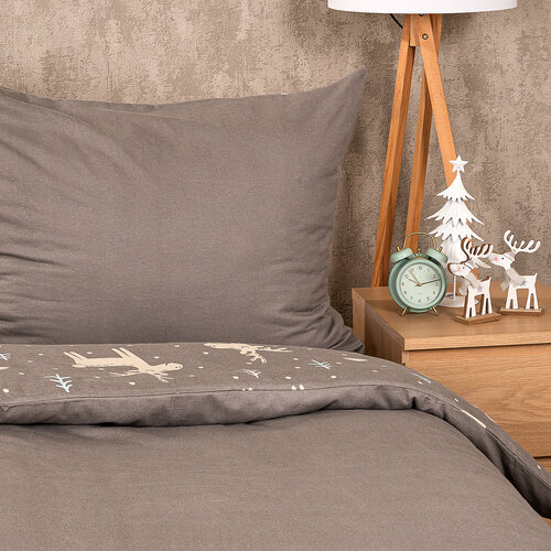 4Home Pościel flanelowa Happy reindeer, 160 x 200 cm, 70 x 80 cm