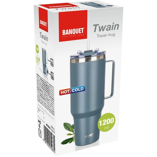 Banquet Termohrnek nerezový s uchem Twain 1200 ml, tmavě šedá