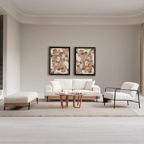 Taburet Eti Oak Pouffe White