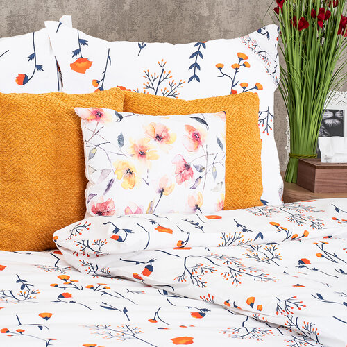 Lenjerie de pat 4Home Floret, din bumbac alb, 140 x 220 cm, 70 x 90 cm