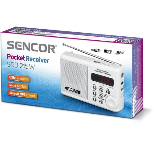 Sencor SRD 215 W rádio S USB/MP3, biela