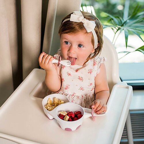 Baby Ono Ergonomični jedilni pribor za otroke,roza
