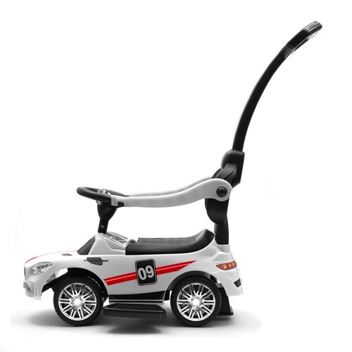 Baby Mix Detská odrážadlo so zvukom a vodiacoutyčou Racer, biela