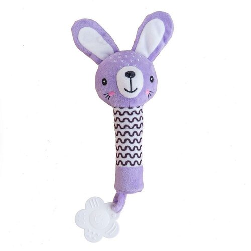 Pískátko / hryzátko babyted Zajačik plyš 25 cm, fialová