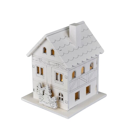 Decorațiuni luminoase de Crăciun Casă din lemn, 8x 10 x 8 cm, LED