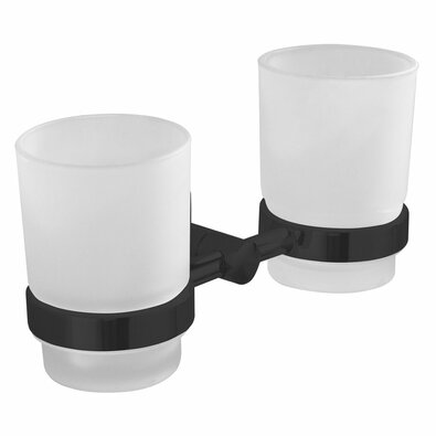 AQUALINE SB205 Samba dvojitý držák skleniček,mléčné sklo, črna