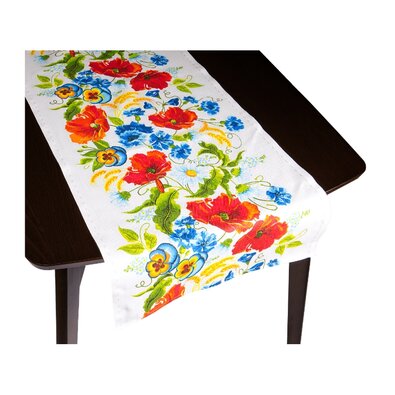 Bellatex Tischläufer Mohnblumen rot, 50 x 120 cm
