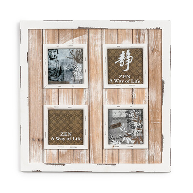 Dřevěný fotorámeček na 4 fotografie bílá