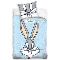 Detské bavlnené obliečky do postieľky Králiček Bugs Bunny modrá, 100 x 135 cm, 40 x 60 cm