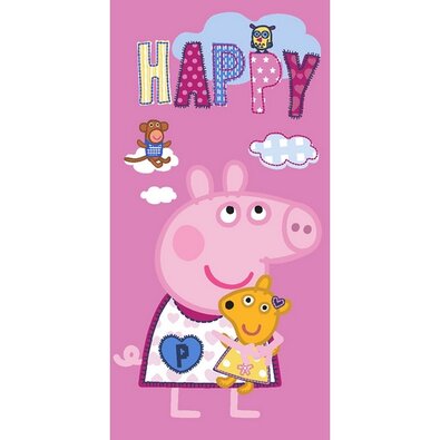 Badetuch für Kinder Peppa Wutz und Teddybär, 70 x 140 cm