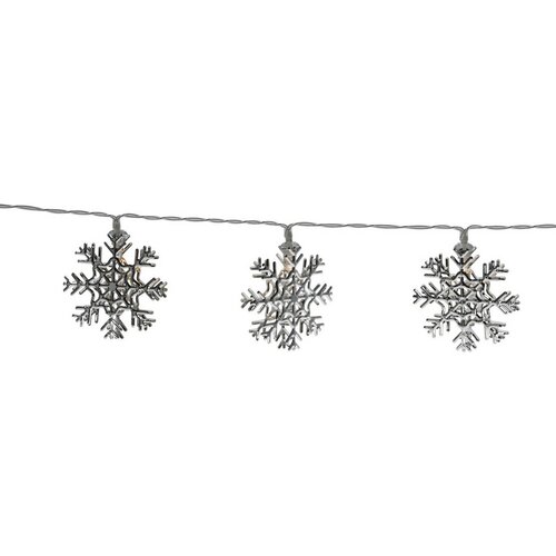 Lichterkette mit leuchtenden Schneeflocken, 120 cm, warmweiß, batteriebetrieben