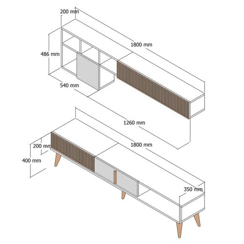 Perete TV Milen Walnut and White